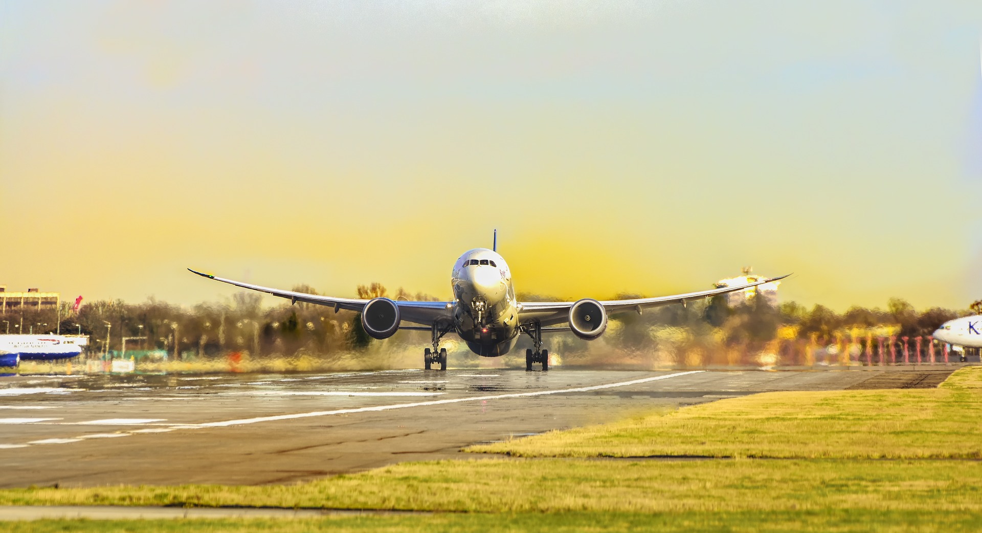 Airplane on runway.